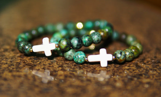 Green turquoise w/ cross and gold filled beads (size 7… I have two!!)
